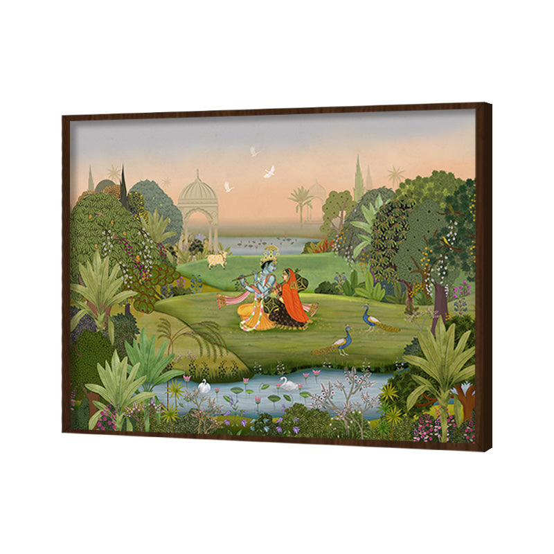 Vrindavan Traditional Artwork Canvas Print for Wall