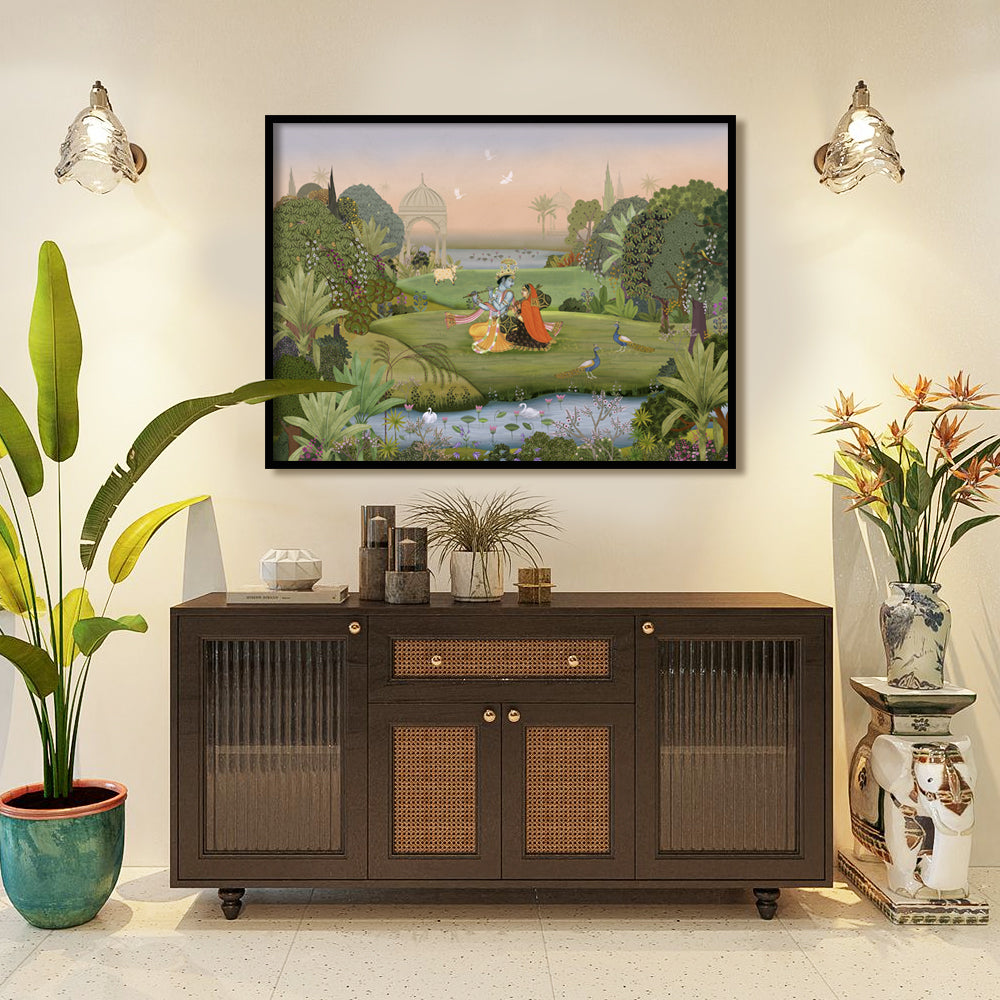 Vrindavan Traditional Artwork Canvas Print for Wall