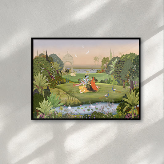 Vrindavan Traditional Artwork Canvas Print for Wall