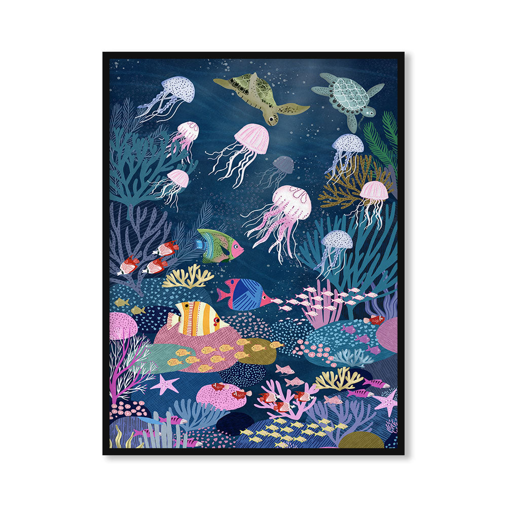 Underwater Wonderland — Ocean Theme Pop Artwork Canvas Print for Kids Room shown in a room
