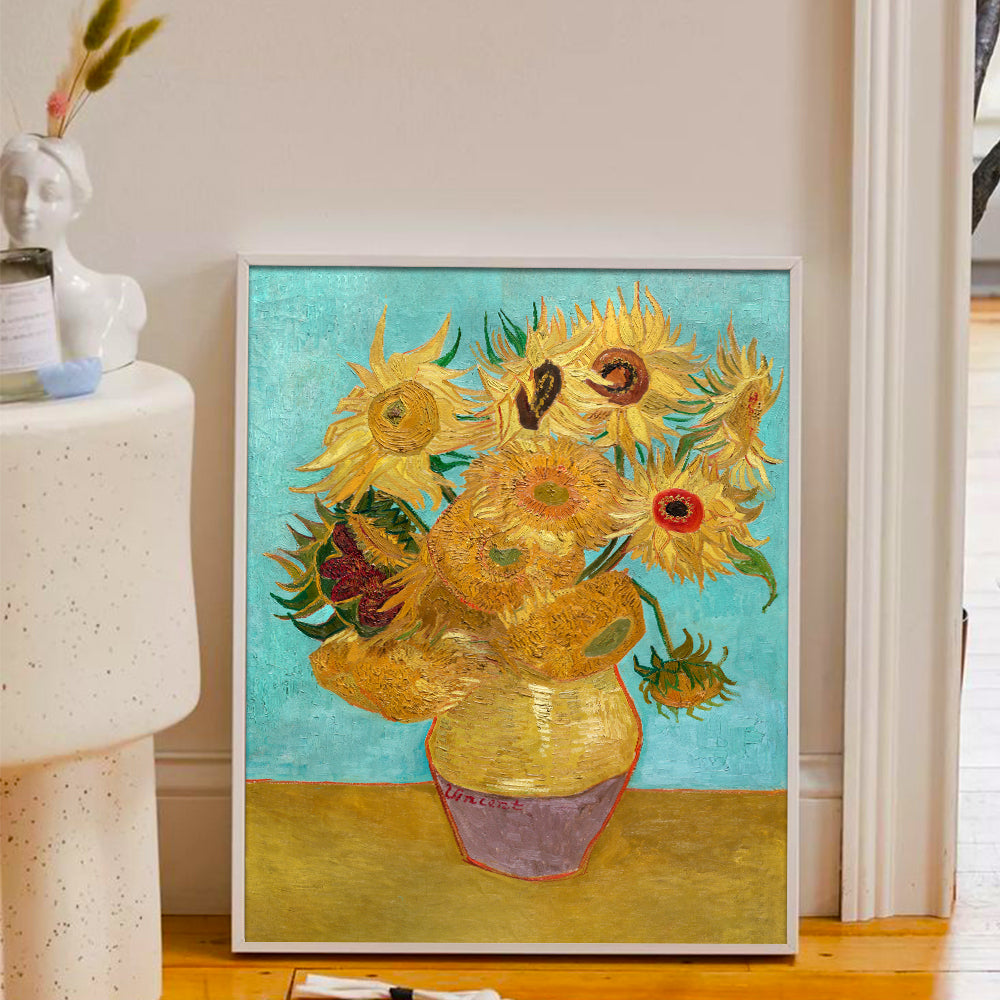 Vase with Twelve Sunflowers by Vincent - Famous Painting Canvas Print