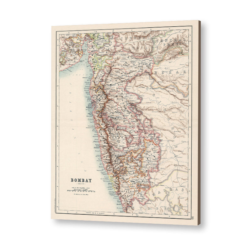 Vintage Bombay Map Canvas Art Print for Wall