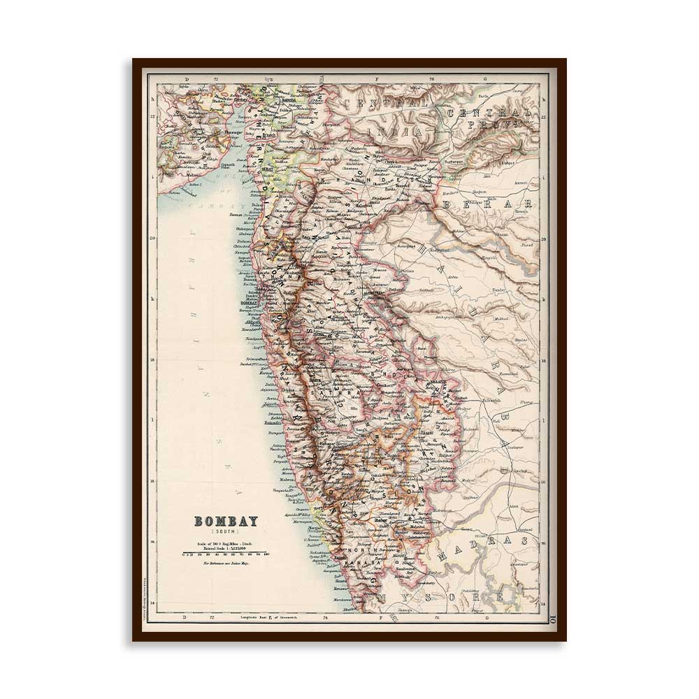 Vintage Bombay Map Canvas Art Print for Wall