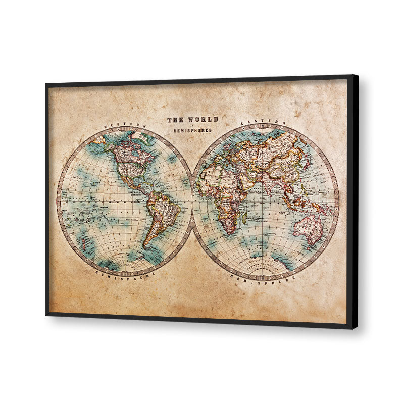 World Map 1 Vintage Artwork Canvas Print for Wall