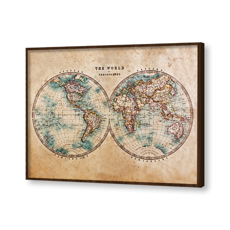 World Map 1 Vintage Artwork Canvas Print for Wall