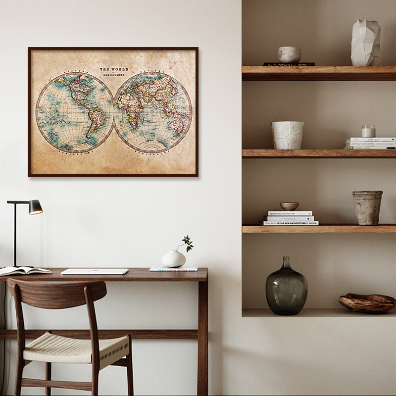 World Map 1 Vintage Artwork Canvas Print for Wall