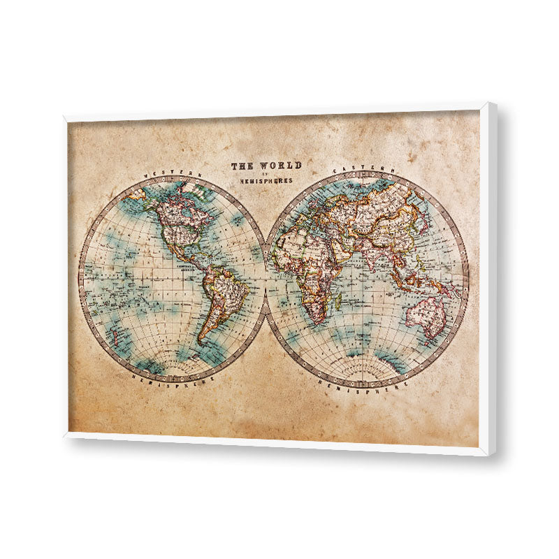 World Map 1 Vintage Artwork Canvas Print for Wall