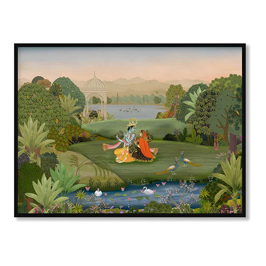 Vrindavan Traditional Artwork Canvas Print for Wall