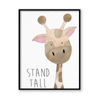 Waterolour Giraffe Wall Art Canvas Print for Kids Room