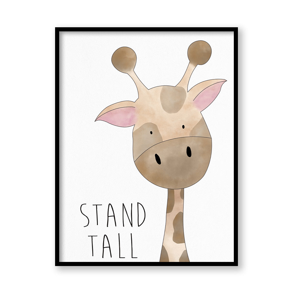 Waterolour Giraffe Wall Art Canvas Print for Kids Room