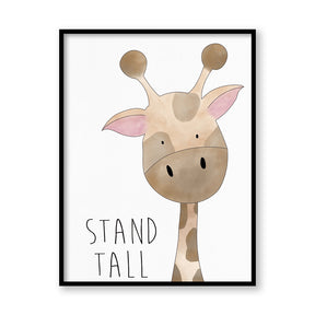 Waterolour Giraffe Wall Art Canvas Print for Kids Room