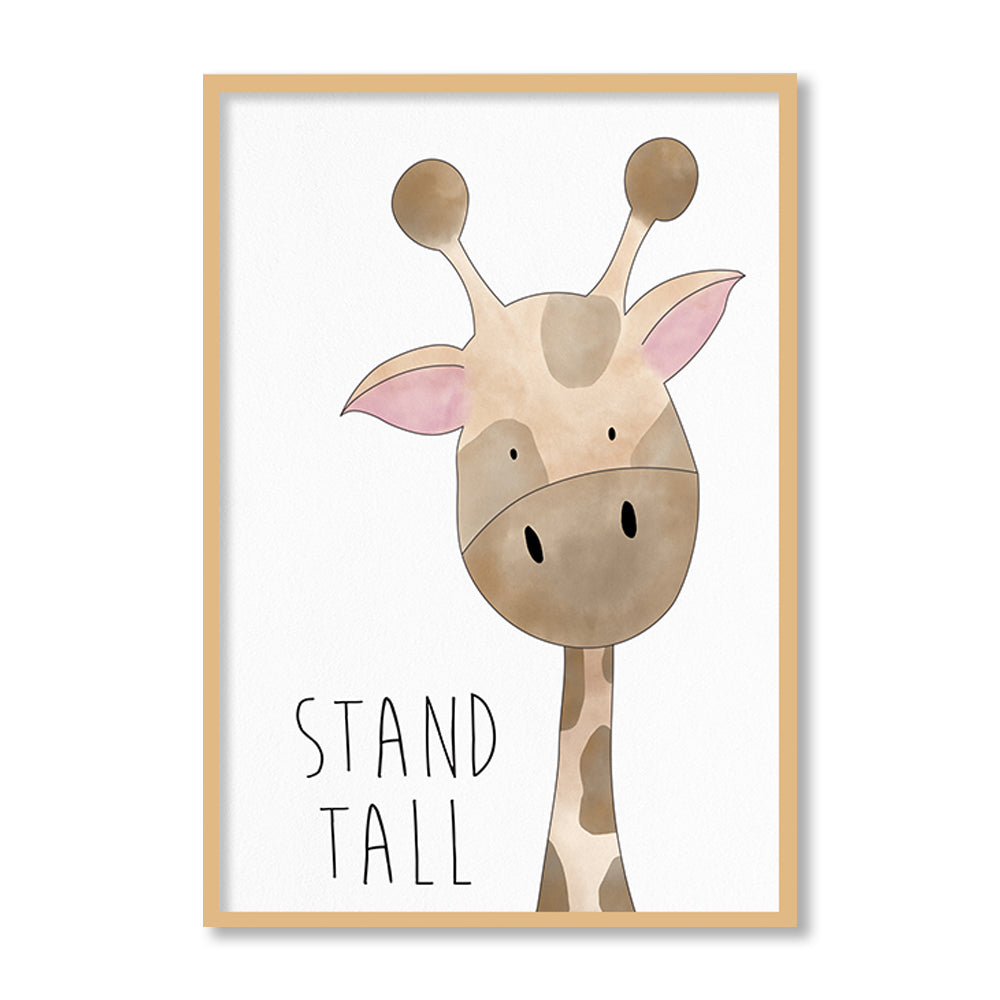 Waterolour Giraffe Wall Art Canvas Print for Kids Room