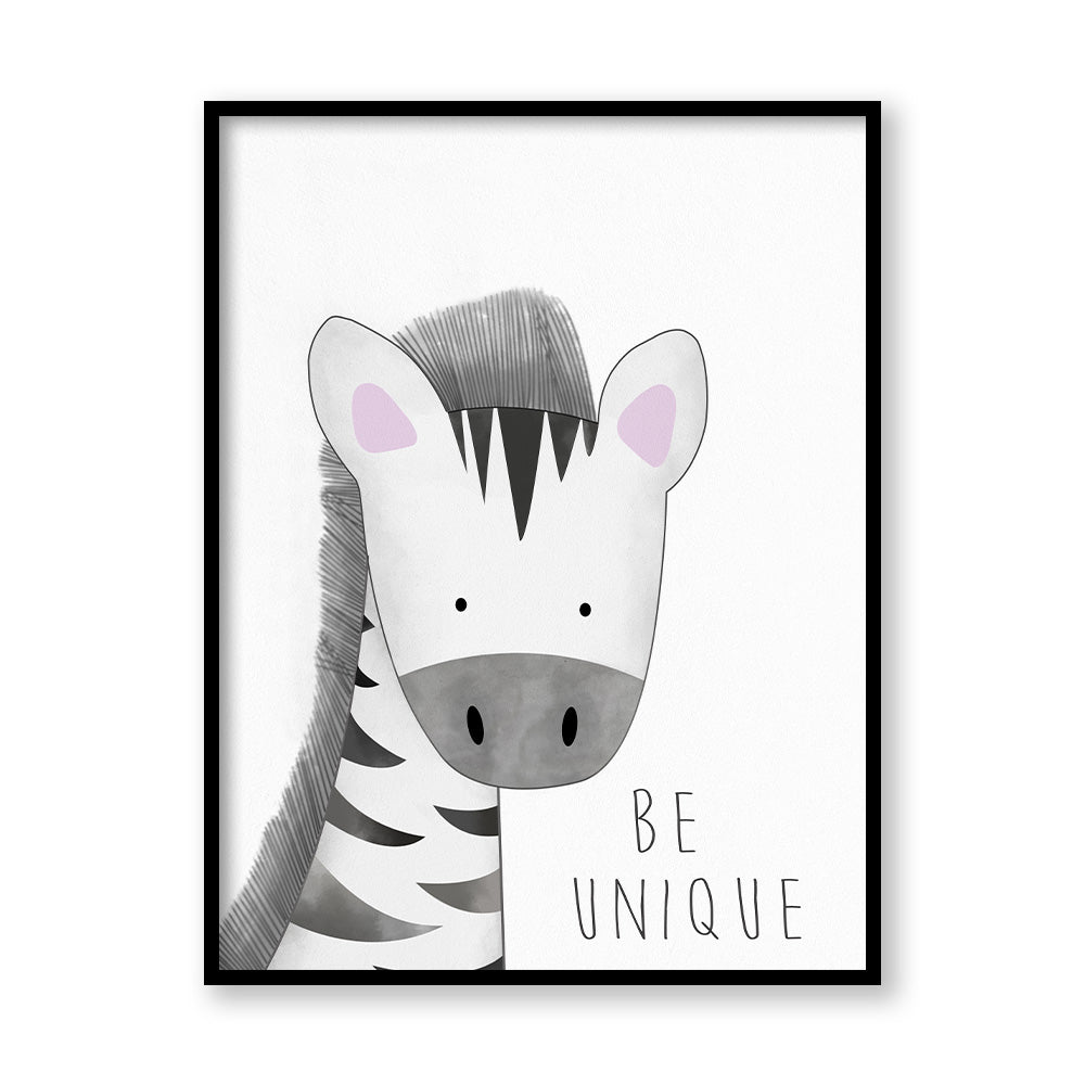 Watercolour Zebra Wall Art Canvas Print for Kids Room