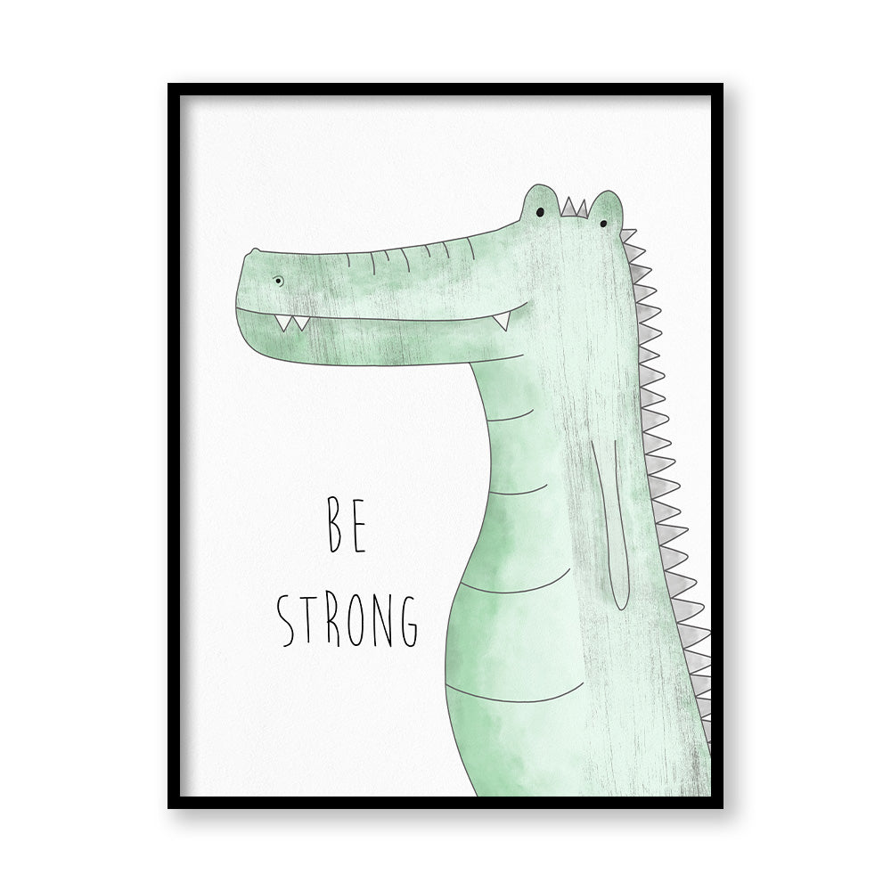 Watercolour Crocodile Wall Art Canvas Print for Kids Room