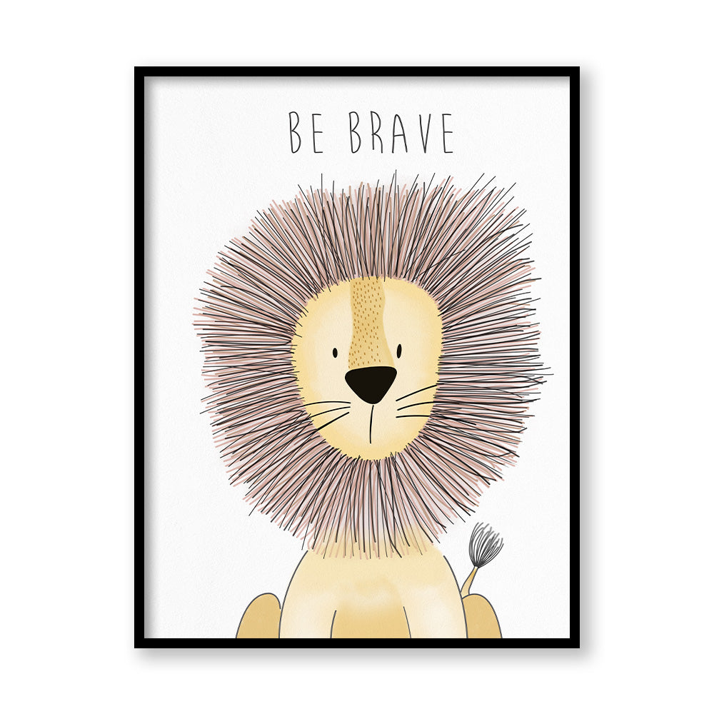 Watercolour Lion Wall Art Canvas Print for Kids Room shown in a room