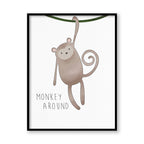 Watercolour Monkey Wall Art Canvas Print for Kids Room