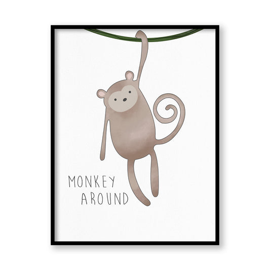 Watercolour Monkey Wall Art Canvas Print for Kids Room