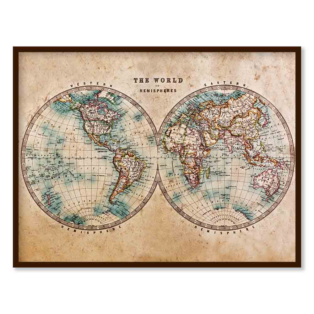 World Map 1 Vintage Artwork Canvas Print for Wall