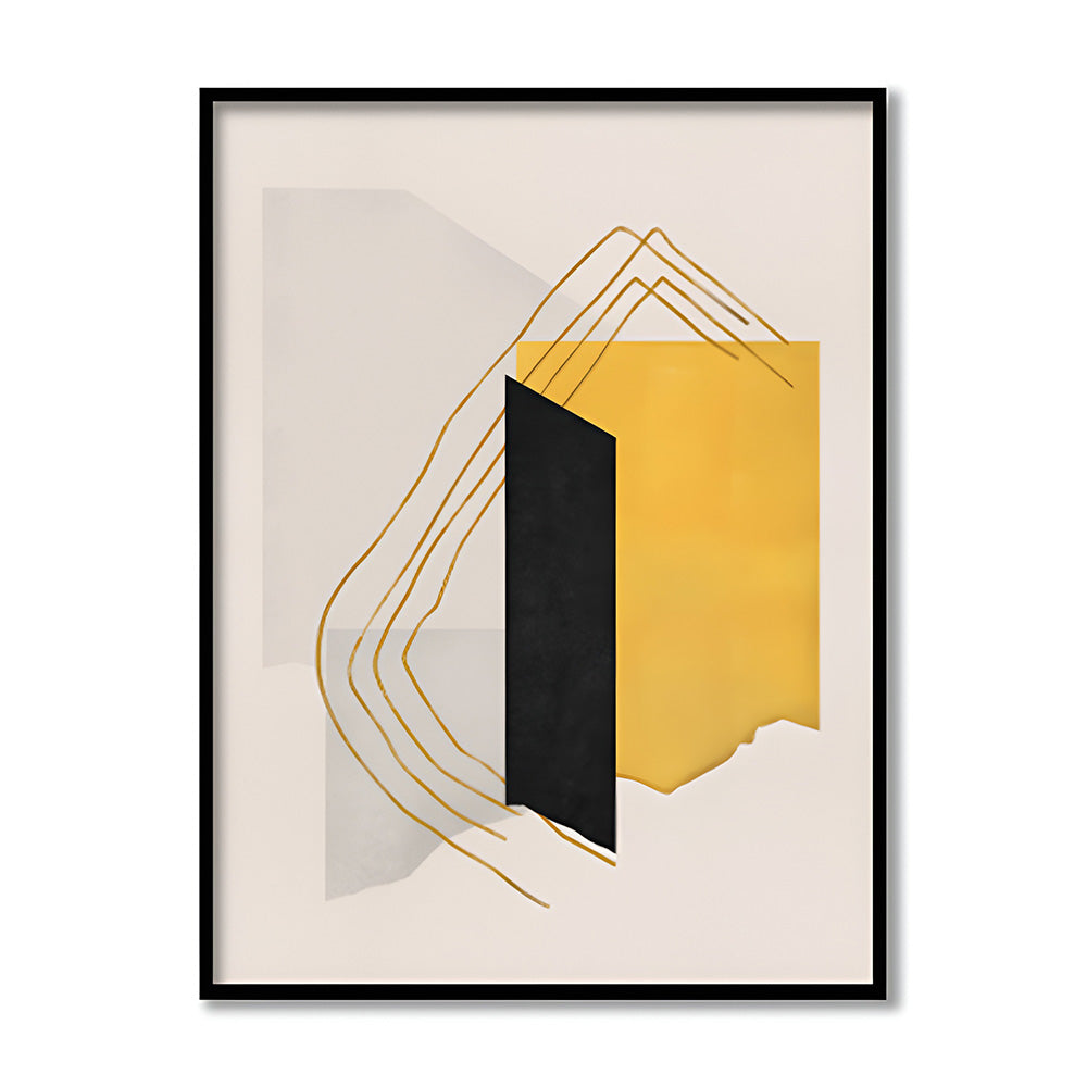 Yellow Lines Abstract Art Canvas Wall Print