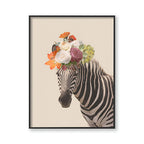 Zebra Floral Head Wall Art Canvas Print for Kids Room