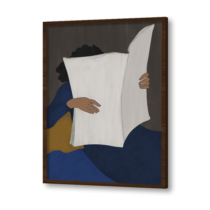 Book Worm 2 Scandinavian Canvas Wall Art Print for Bedroom