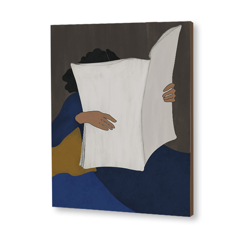 Book Worm 2 Scandinavian Canvas Wall Art Print for Bedroom