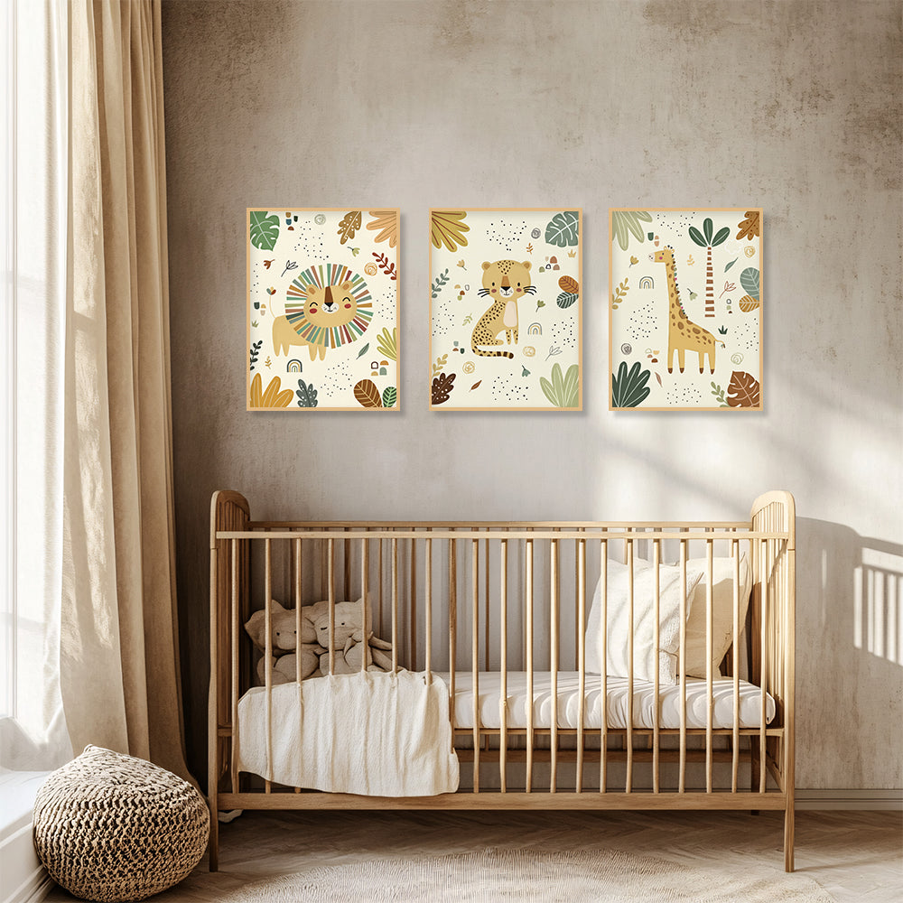 Joyful Jungle 3 Wall Art Canvas Print for Kids Room