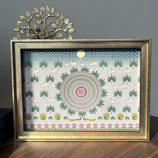 Contemporary Pichwai With Krishna Basuri Artwork with Gift Box