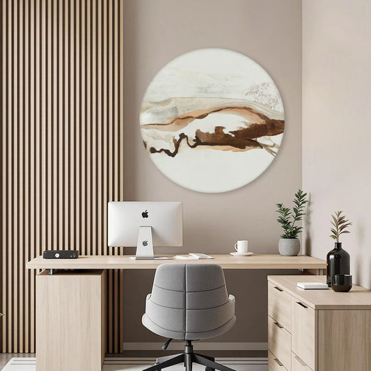 Earthbound Horizons Round Abstract Canvas Wall Art Print