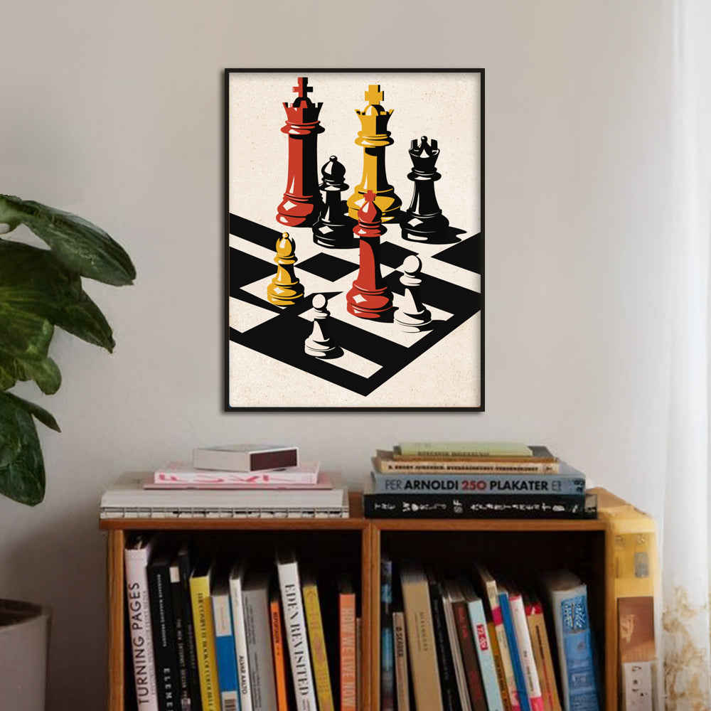 Checkmate Strategy — Modern Chess Pop Artwork Canvas Print for Wall shown in a room