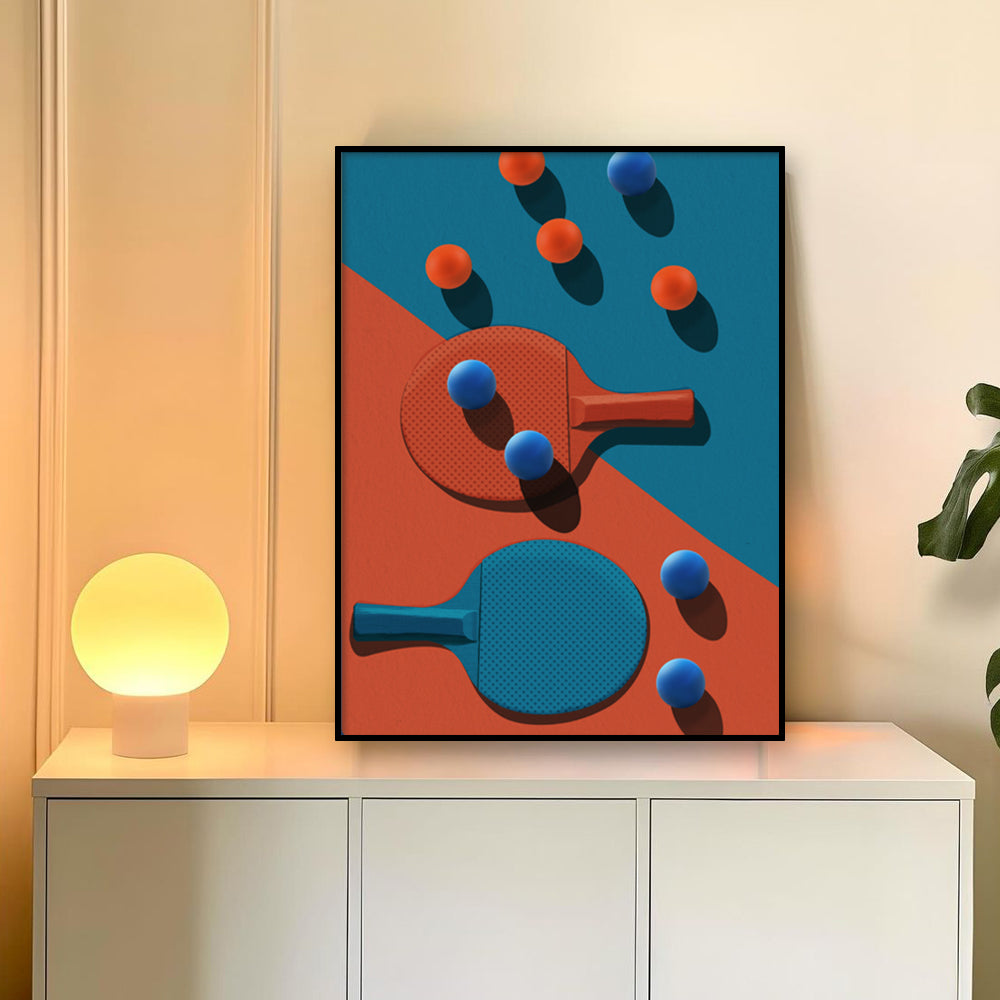 Rally Mode — Table Tennis Pop Artwork Canvas Print for Wall shown in a room