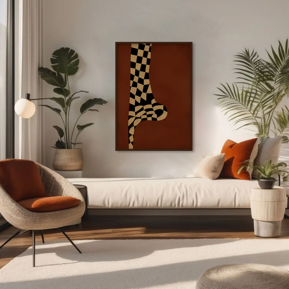 Warped Check Modern Geometric Abstract Canvas Wall Artprint