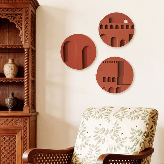 Terracotta Arches – Acrylic on Wood (Set of 3)