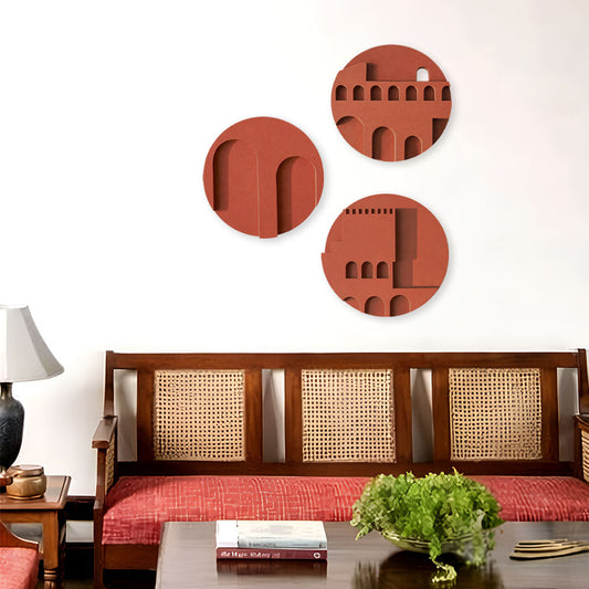 Terracotta Arches – Acrylic on Wood (Set of 3)
