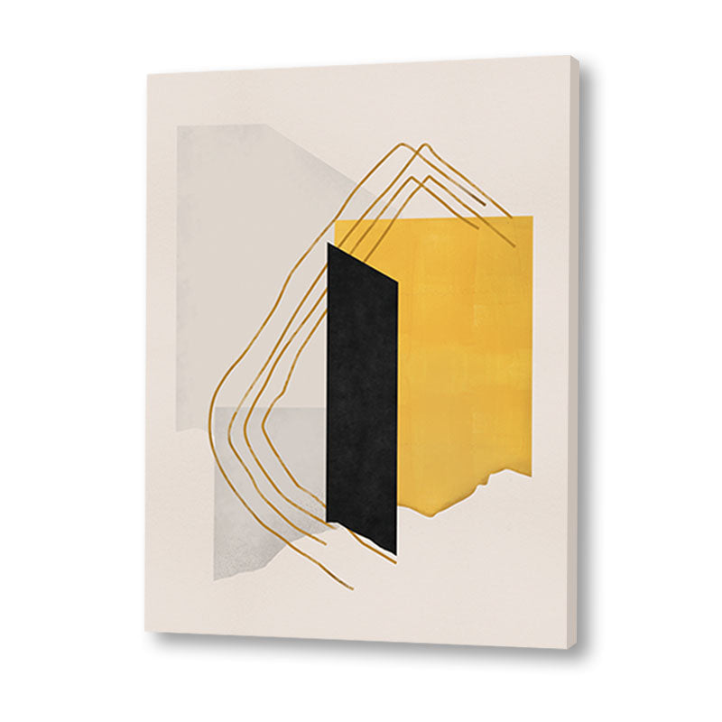 Yellow Lines Abstract Art Canvas Wall Print