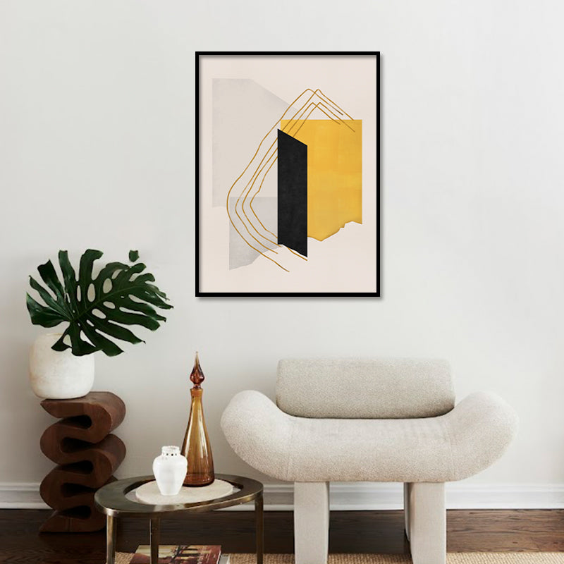 Yellow Lines Abstract Art Canvas Wall Print