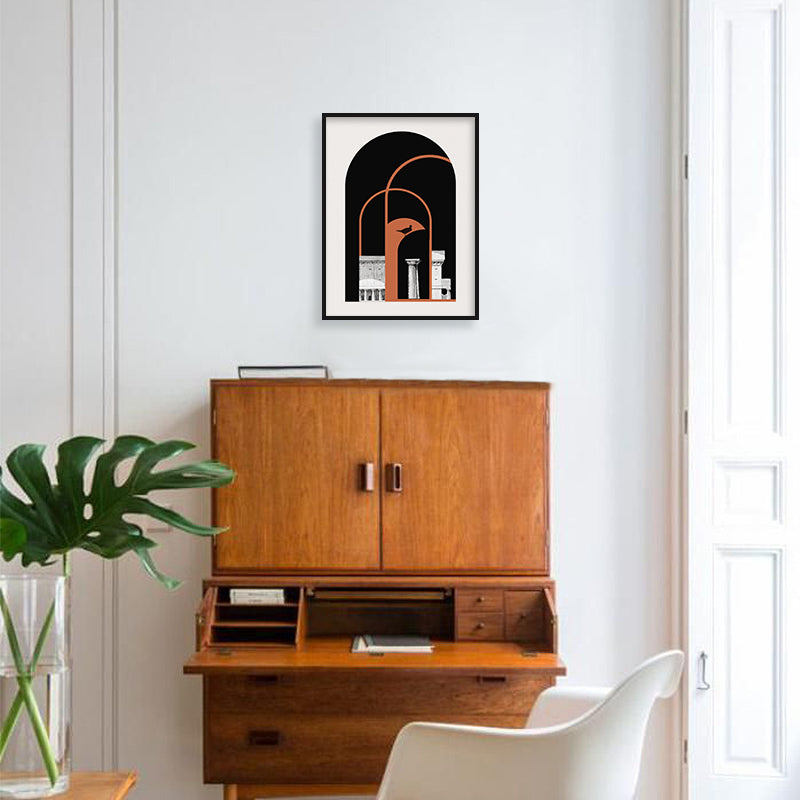 Architecture 6 Black and White Artwork Canvas Print shown in a room