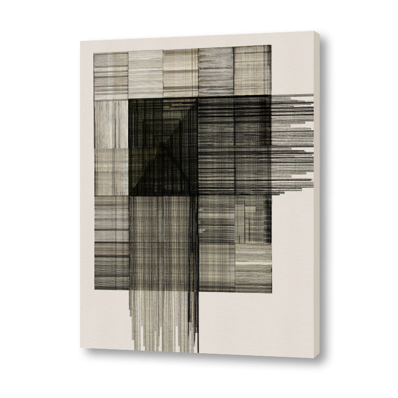Charcoal Lines Black and White Artwork Canvas Print