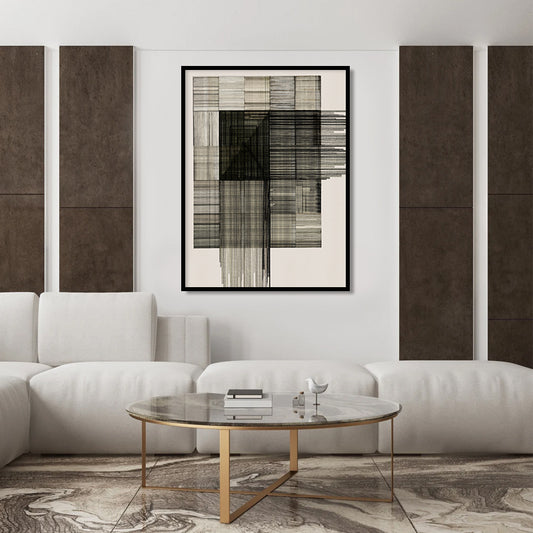 Charcoal Lines Black and White Artwork Canvas Print