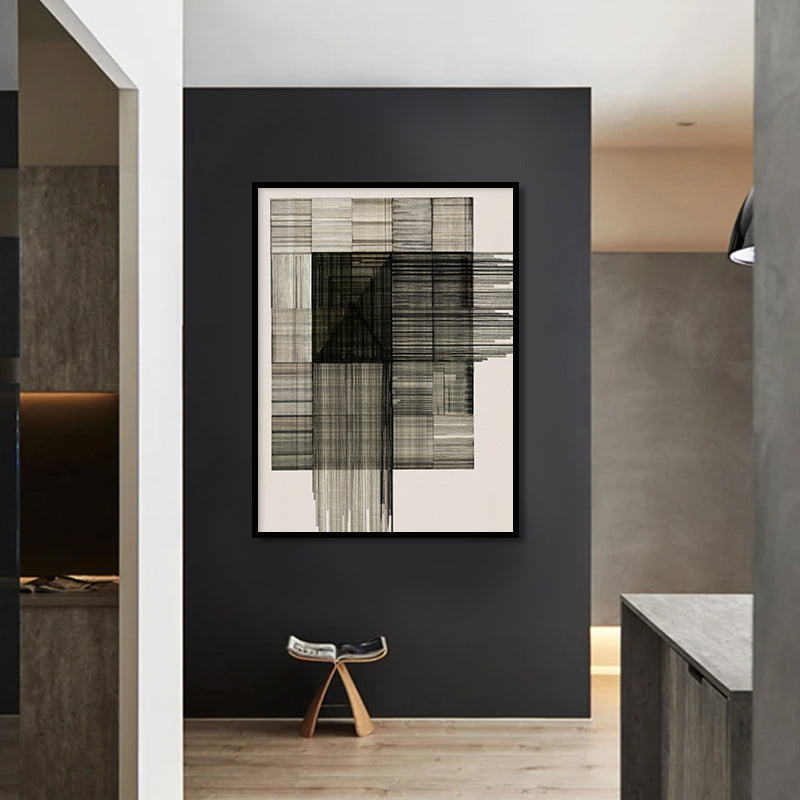 Charcoal Lines Black and White Artwork Canvas Print