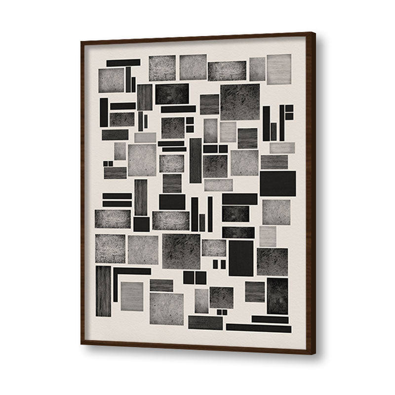 Blocks Black and White Artwork Canvas Print