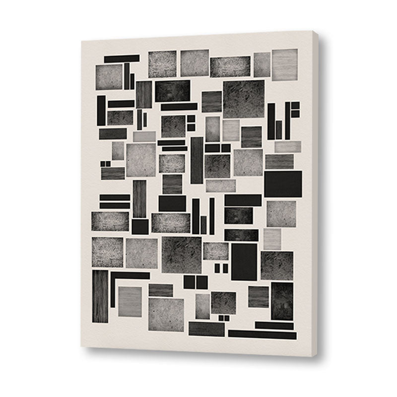 Blocks Black and White Artwork Canvas Print