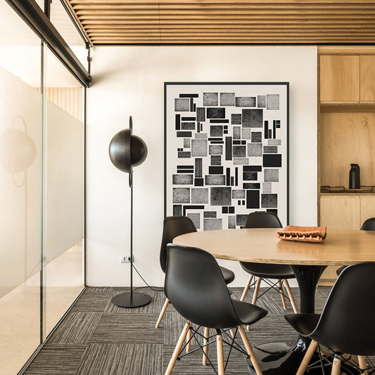 Blocks Black and White Artwork Canvas Print