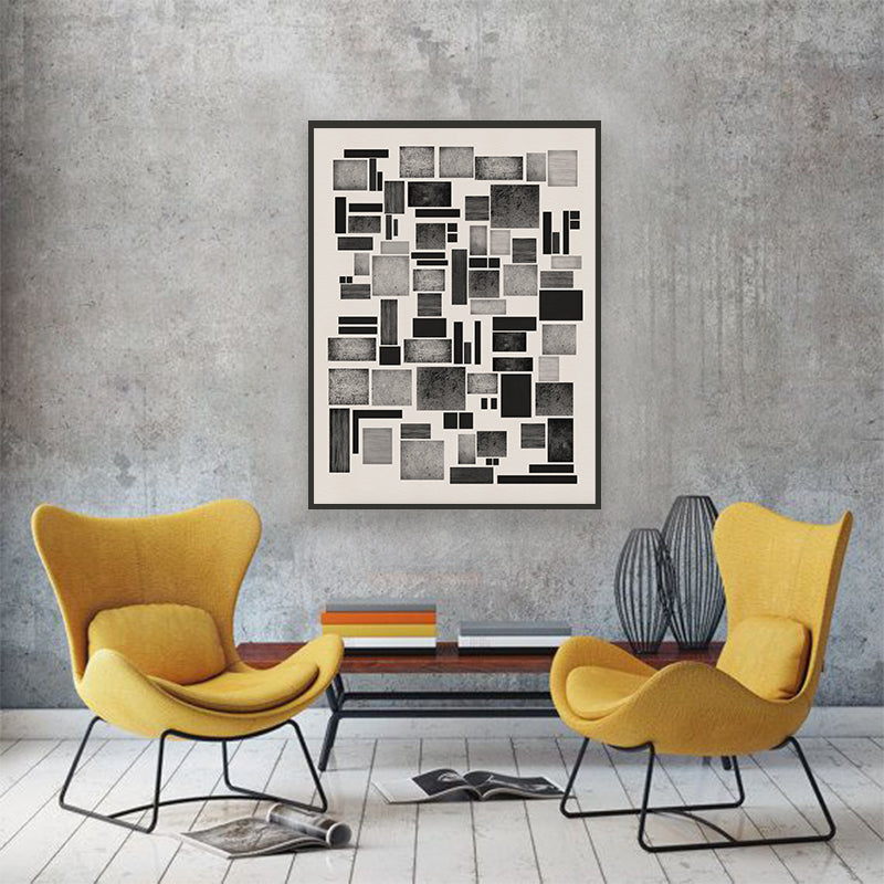 Blocks Black and White Artwork Canvas Print