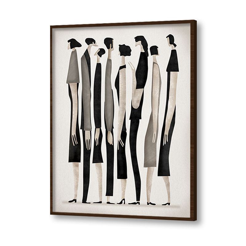 Figurines Black and White Art Canvas Wall Print