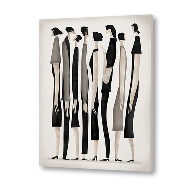 Figurines Black and White Art Canvas Wall Print