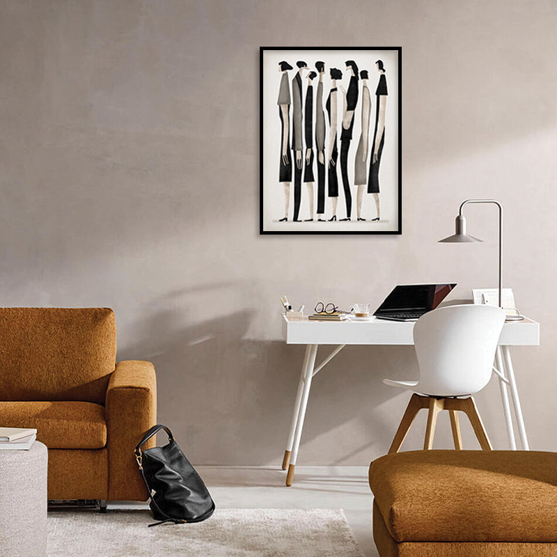 Figurines Black and White Art Canvas Wall Print