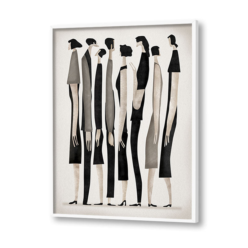 Figurines Black and White Art Canvas Wall Print