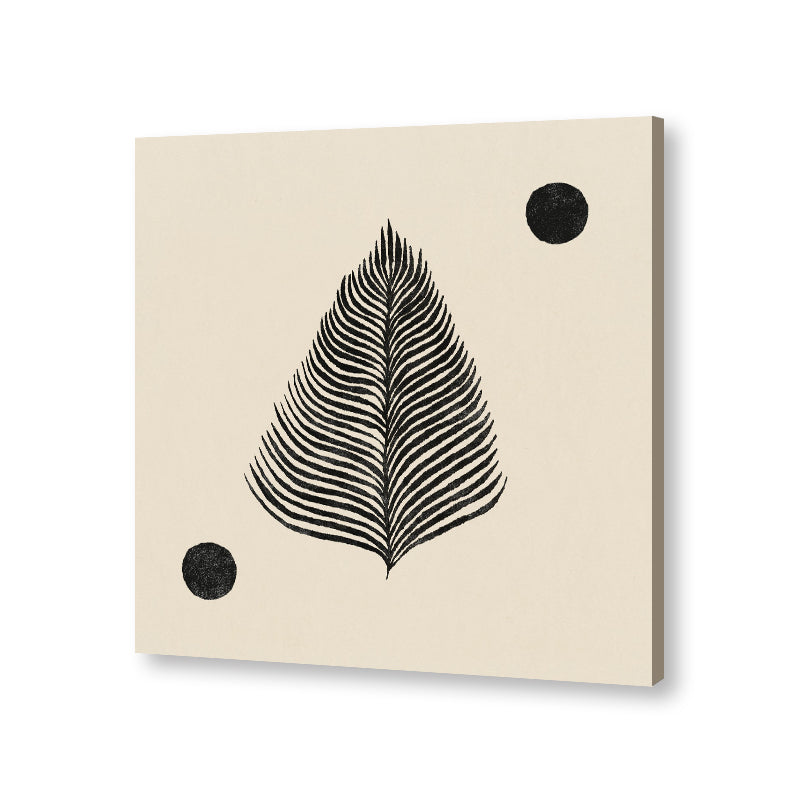 Leaf 1 Black and White Artwork Canvas Print