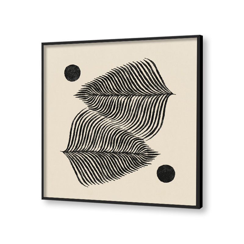 Leaf 2 Black and White Artwork Canvas Print